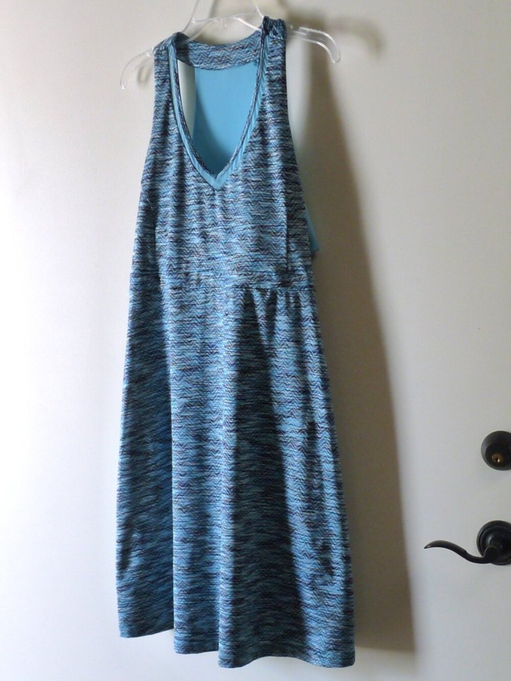 MPG Sporty Aqua & Black Space Dye Racerback Athletic Dress XL workout